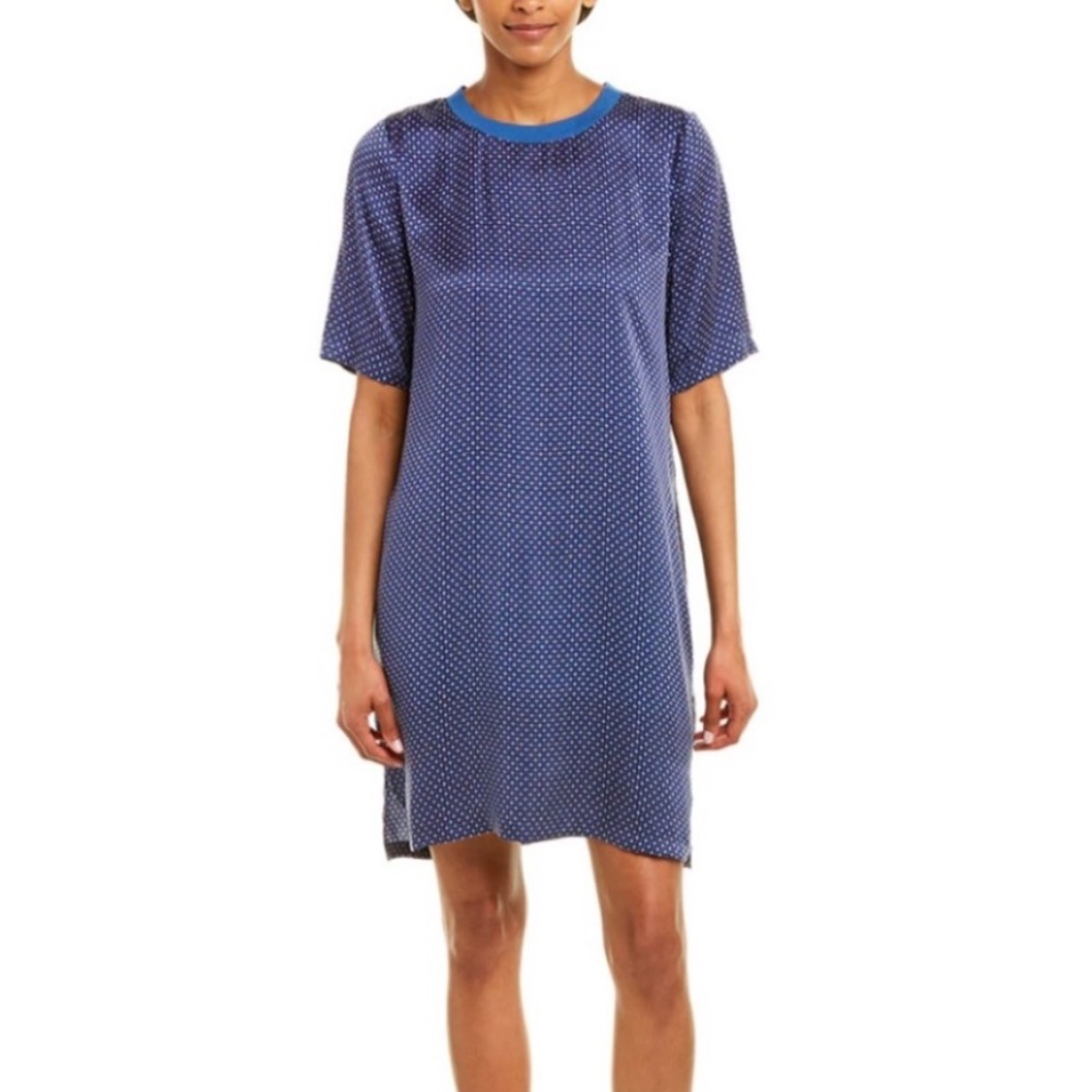 Baldwin NWT Kendra Silk Geo Print Blue Dress BLDWN T Shirt Mini Kansas City XL